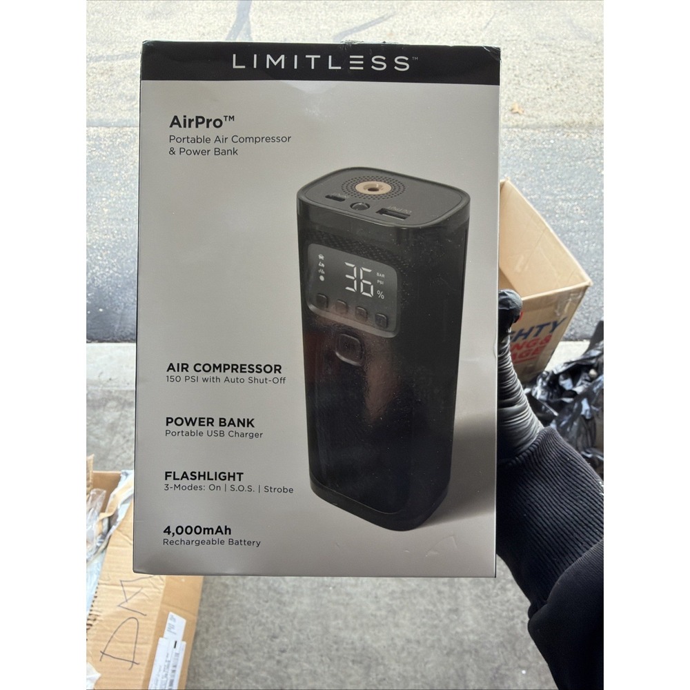 Limitless AirPro 4000mAh Portable‎ Air Compressor Power Bank Flashlight Recharge